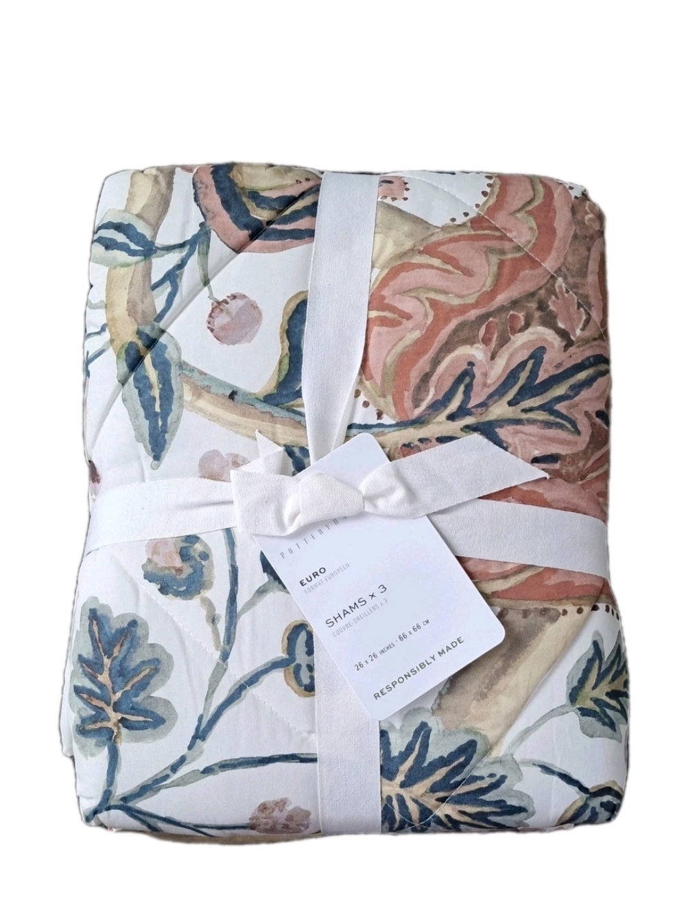 Pottery Barn Eleanor Palempore Percale Sham Set 3 Euro New